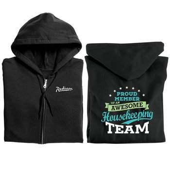 Proud Member of an Awesome Housekeeping Team Gildan® Unisex Heavy Blend Full-Zip Hooded Sweatshirt - Silkscreened Personalization Available from Positive Promotions