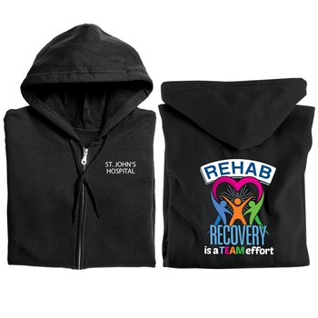 Rehab: Recovery Is a Team Effort Gildan® Unisex Heavy Blend Full-Zip Hooded Sweatshirt - Silkscreened Personalization Available from Positive Promotions