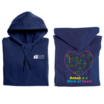 Rehab Is a Work of Heart Gildan® Unisex Heavy Blend Pullover Hooded Sweatshirt - Silkscreened Personalization Available from Positive Promotions