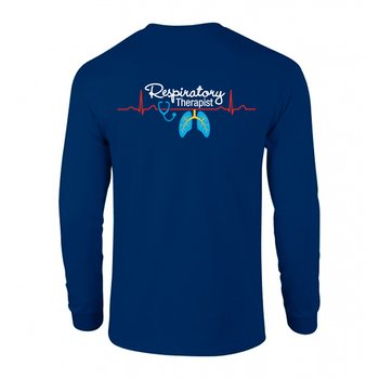 Respiratory Therapist Heartbeat Lungs Unisex 2-Sided Long-Sleeved T-Shirt - Silkscreened Personalization Available from Positive Promotions