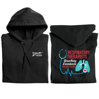 Respiratory Therapists: Breathing Excellence Into Healthcare Gildan® Unisex Heavy Blend Pullover Hooded Sweatshirt - Silkscreened Personalization Available from Positive Promotions