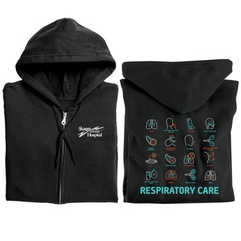 Respiratory Care Icons Gildan® Unisex Heavy Blend Full-Zip Hooded Sweatshirt - Silkscreened Personalization Available from Positive Promotions