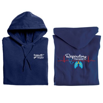 Respiratory Therapist Heartbeat Lungs Gildan® Unisex Heavy Blend Pullover Hooded Sweatshirt - Silkscreened Personalization Available from Positive Promotions
