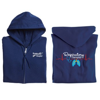 Respiratory Therapist Heartbeat Lungs Gildan® Unisex Heavy Blend Full-Zip Hooded Sweatshirt - Silkscreened Personalization Available from Positive Promotions