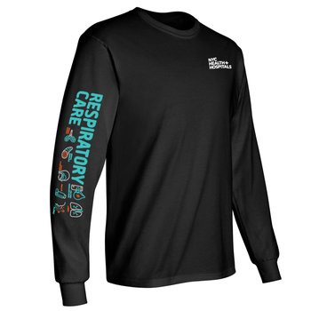 Respiratory Care Icons Unisex 2-Location Long-Sleeved T-Shirt - Silkscreened Personalization Available from Positive Promotions