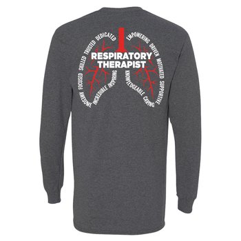 Respiratory Therapist Lungs Unisex 2-Sided Long-Sleeved T-Shirt - Silkscreened Personalization Available from Positive Promotions