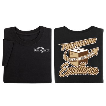 Fulfilling Every Order With Excellence (Box Design) Unisex 2-Sided Short-Sleeved T-Shirt - Silkscreened Personalization Available from Positive Promotions