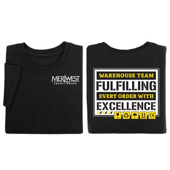 Fulfilling Every Order With Excellence (Label Design) Unisex 2-Sided Short-Sleeved T-Shirt - Silkscreened Personalization Available from Positive Promotions