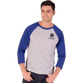 Blue Generation® Unisex 3/4-Sleeved Tri-Blend Baseball Jersey T-Shirt - Silkscreened Personalization Available from Positive Promotions