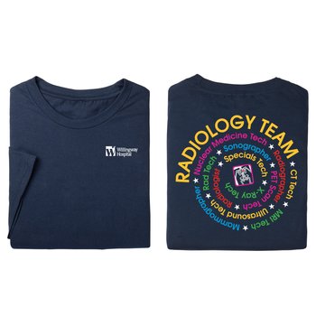 Radiology Team Job Title Swirl Unisex 2-Sided Short-Sleeved T-Shirt - Silkscreened Personalization Available from Positive Promotions