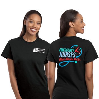 Emergency Nurses: When Minutes Matter Unisex 2-Sided Short-Sleeved T-Shirt - Silkscreened Personalization Available from Positive Promotions