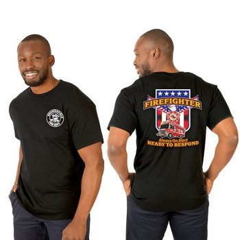 Firefighter: Always on Alert, Ready to Respond Unisex 2-Sided Short-Sleeved T-Shirt - Silkscreened Personalization Available from Positive Promotions