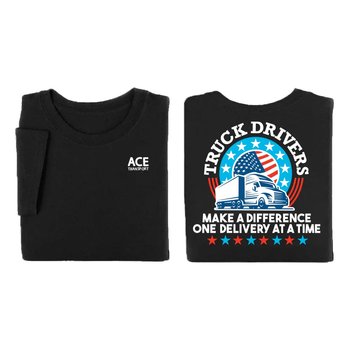 Truck Drivers Make a Difference One Delivery at a Time Unisex 2-Sided Short-Sleeved T-Shirt - Silkscreened Personalization Available from Positive Promotions