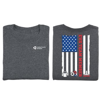 EVS Team Member Flag Unisex 2-Sided Short-Sleeved T-Shirt - Silkscreened Personalization Available from Positive Promotions