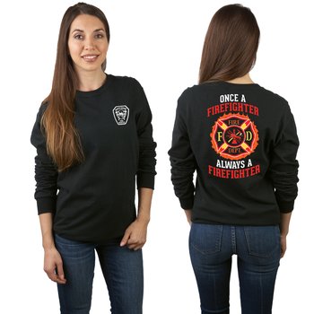 Firefighter: Always on Alert, Ready to Respond Unisex 2-Sided Long-Sleeved T-Shirt - Silkscreened Personalization Available from Positive Promotions