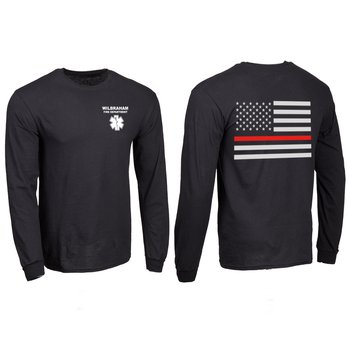 The Thin Red Line Flag Unisex 2-Sided Long-Sleeved T-Shirt - Silkscreened Personalization Available from Positive Promotions