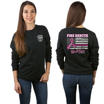 Fire Rescue for a Cure Unisex 2-Sided Long-Sleeved T-Shirt - Silkscreened Personalization Available from Positive Promotions