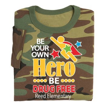 Be Your Own Hero; Be Drug Free Youth Short-Sleeved T-Shirt - Silkscreened Personalization Available from Positive Promotions
