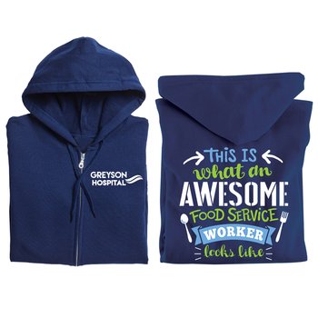 This Is What an Awesome Food Service Worker Looks Like Gildan® Unisex Full-Zip Hooded Sweatshirt - Silkscreened Personalization Available from Positive Promotions