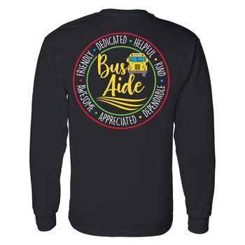 Bus Aide Positive Unisex 2-Sided Long-Sleeved T-Shirt - Silkscreened Personalization Available from Positive Promotions