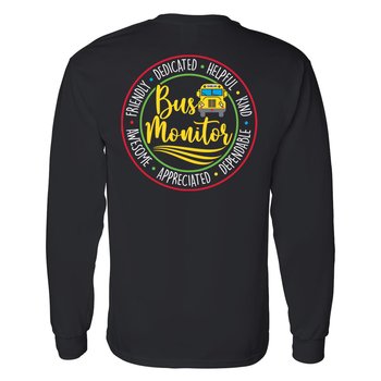 Bus Monitor Positive Unisex 2-Sided Long-Sleeved T-Shirt - Silkscreened Personalization Available from Positive Promotions