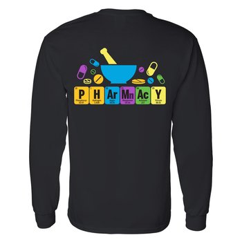 Pharmacy Periodic Table Unisex 2-Sided Long-Sleeved T-Shirt - Silkscreened Personalization Available from Positive Promotions