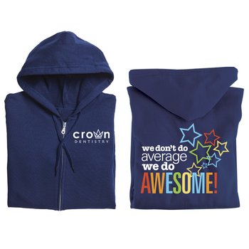 We Don't Do Average; We Do Awesome Gildan® Unisex Heavy Blend Full-Zip Hooded Sweatshirt - Silkscreened Personalization Available from Positive Promotions
