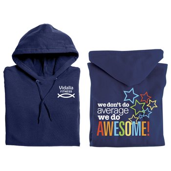 We Don't Do Average; We Do Awesome Gildan® Unisex Heavy Blend Pullover Hooded Sweatshirt - Silkscreened Personalization Available from Positive Promotions