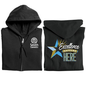 Excellence Happens Here Gildan® Unisex Heavy Blend Full-Zip Hooded Sweatshirt - Silkscreened Personalization Available from Positive Promotions