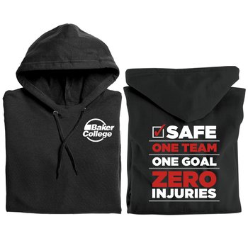 Safe: One Team, One Goal, Zero Injuries Gildan® Unisex Heavy Blend Pullover Hooded Sweatshirt - Silkscreened Personalization Available from Positive Promotions