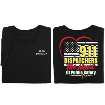 911 Dispatchers: The Heart of Public Safety Gildan® Unisex 2-Sided Short-Sleeved T-Shirt - Silkscreened Personalization Available from Positive Promotions