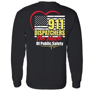 911 Dispatchers: The Heart of Public Safety Gildan® Unisex 2-Sided Long-Sleeved T-Shirt - Silkscreened Personalization Available from Positive Promotions