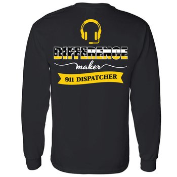 Difference Maker: 911 Dispatcher Gildan® Unisex 2-Sided Long-Sleeved T-Shirt - Silkscreened Personalization Available from Positive Promotions