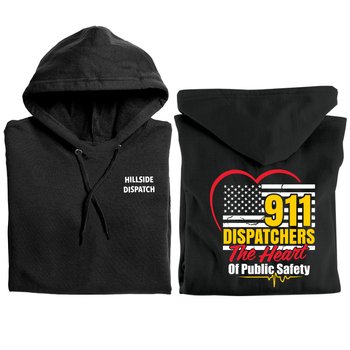 911 Dispatchers: The Heart of Public Safety Gildan® Unisex Heavy Blend Pullover Hooded Sweatshirt - Silkscreened Personalization Available from Positive Promotions