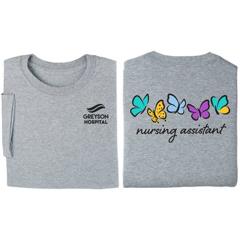 Nursing Assistant Butterfly Unisex Short-Sleeved T-Shirt - Silkscreened Personalization Available from Positive Promotions