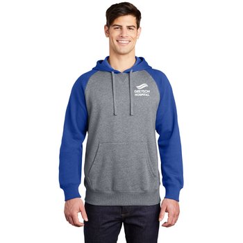 Sport-Tek® Unisex Raglan Colorblock Pullover Hooded Sweatshirt - Silkscreened Personalization Available from Positive Promotions