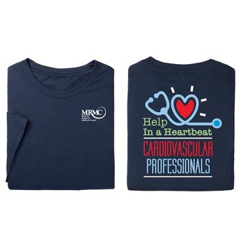 Cardiovascular Professionals: Help in a Heartbeat Unisex 2-Sided Short-Sleeved T-Shirt - Silkscreened Personalization Available from Positive Promotions