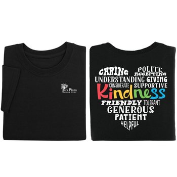 Kindness Heart Word Cloud Unisex 2-Sided Short-Sleeved T-Shirt - Silkscreened Personalization Available from Positive Promotions
