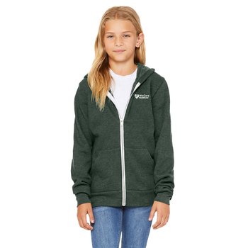 BELLA+CANVAS® Youth Sponge Fleece Full-Zip Hoodie - Silkscreened Personalization Available from Positive Promotions