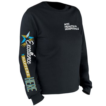 Excellence Happens Here Unisex 2-Location Long-Sleeved Underscrub T-Shirt - Silkscreened Personalization Available from Positive Promotions