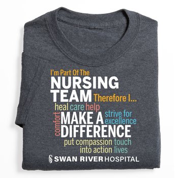 Nursing Team (Word Cloud) Unisex Short-Sleeved T-Shirt - Silkscreened Personalization Available from Positive Promotions