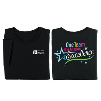 One Team, One Mission: Excellence Unisex 2-Sided Short-Sleeved T-Shirt - Silkscreened Personalization Available from Positive Promotions