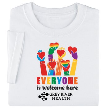 Everyone Is Welcome Here Unisex Short-Sleeved T-Shirt - Silkscreened Personalization Available from Positive Promotions