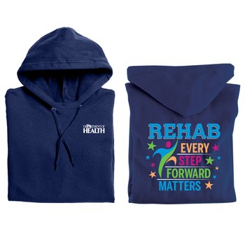 Rehab: Every Step Forward Matters Gildan® Unisex Heavy Blend Pullover Hooded Sweatshirt - Silkscreened Personalization Available from Positive Promotions