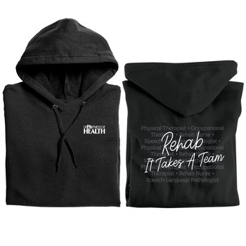Rehab: It Takes a Team Gildan® Unisex Heavy Blend Pullover Hooded Sweatshirt - Silkscreened Personalization Available from Positive Promotions