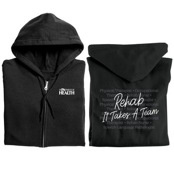 Rehab: It Takes a Team Gildan® Unisex Heavy Blend Full-Zip Hooded Sweatshirt - Silkscreened Personalization Available from Positive Promotions