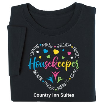 Housekeeper Word Heart Unisex Short-Sleeved T-Shirt - Silkscreened Personalization Available from Positive Promotions