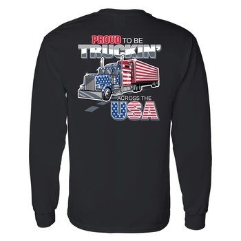 Proud to Be Truckin' Across the USA Unisex 2-Sided Long-Sleeved T-Shirt - Silkscreened Personalization Available from Positive Promotions
