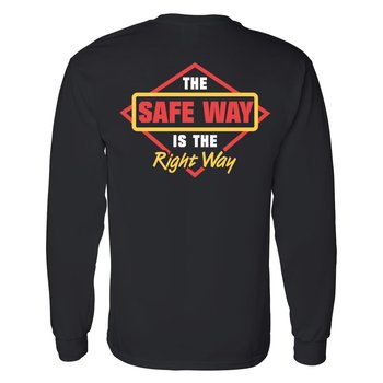 The Safe Way Is the Right Way Unisex 2-Sided Long-Sleeved T-Shirt - Silkscreened Personalization Available from Positive Promotions