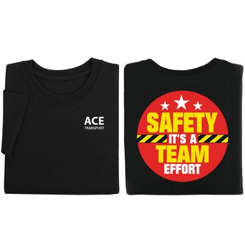 Safety: It's a Team Effort Unisex 2-Sided Short-Sleeved T-Shirt - Silkscreened Personalization Available from Positive Promotions